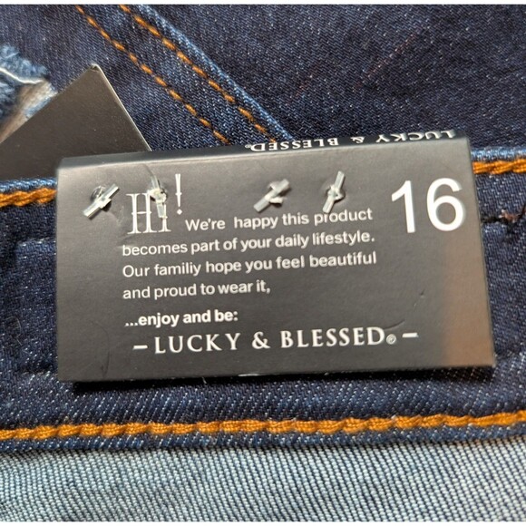 NWT Lucky & Blessed Blue Jeans Size 16 Flare Fit Distressed Stretch Slimming - Picture 11 of 12